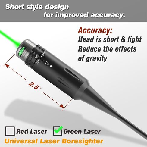 Professional Laser Bore Sight Kit for Multiple Caliber with Switch Function Suitable for All .17 to 12GA Rifles Pistols(Red or Green Laser) in Saudi Arabia