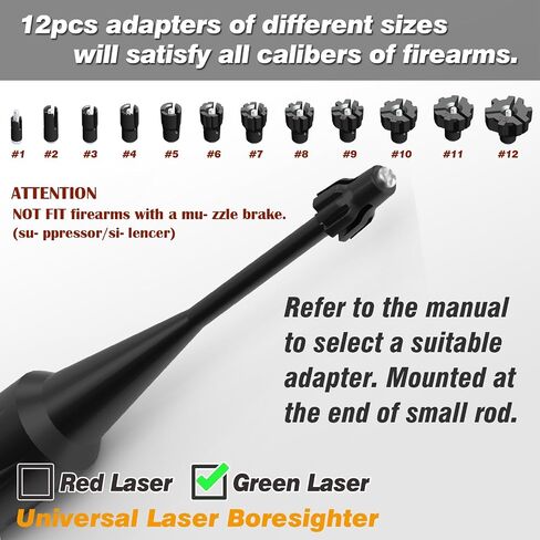 Professional Laser Bore Sight Kit for Multiple Caliber with Switch Function Suitable for All .17 to 12GA Rifles Pistols(Red or Green Laser) in Saudi Arabia