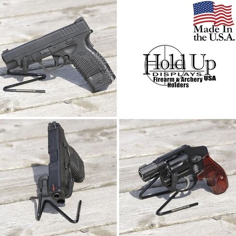 Hold Up Displays Pistol Hanger - Gun Storage Handgun Holders - Revolver Mounts Works Great in Any Gun Safe Shop or Home - Mount is Stable for Even The Heaviest of Pistols - Made in The USA in Saudi Arabia