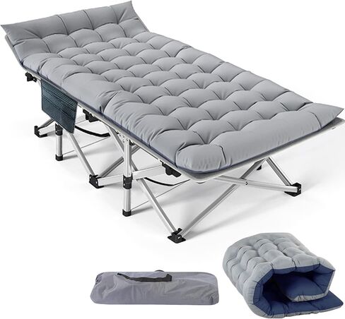 Slsy Folding Camping Cot for Adults with Pad, Padded Portable Sleeping Cots, Camp Bed with Carry Bag for Outdoor Travel, Beach, Hiking in Kuwait