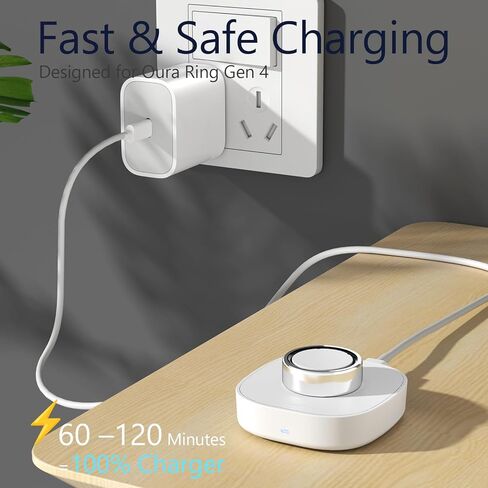 شاحن Oura Ring Gen4 (الحجم 9) - قاعدة شحن سريعة مع شاحن حائط USB-C وكابل 3FT، قاعدة بديلة للشحن السريع متوافقة مع Oura Ring Gen 4 - أبيض in Kuwait