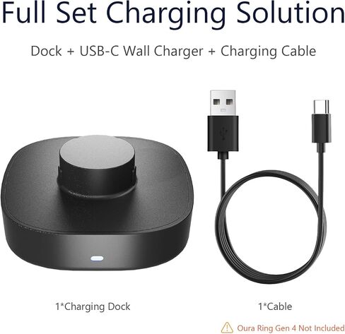شاحن Oura Ring Gen4 (الحجم 9) - قاعدة شحن سريعة مع شاحن حائط USB-C وكابل 3FT، قاعدة بديلة للشحن السريع متوافقة مع Oura Ring Gen 4 - أبيض in Kuwait