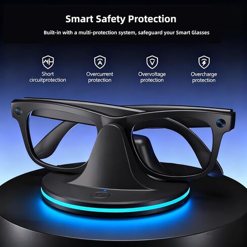 شاحن RayBan Meta Charger، محطة شحن ضوء التنفس 7 ألوان متوافقة مع Ray-Ban Meta Smart Glasses Wayfarer، Headliner، Skyler، Oakley HSTN، حامل تخزين وحامل عرض in Saudi Arabia