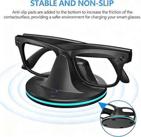 شاحن RayBan Meta Charger، محطة شحن ضوء التنفس 7 ألوان متوافقة مع Ray-Ban Meta Smart Glasses Wayfarer، Headliner، Skyler، Oakley HSTN، حامل تخزين وحامل عرض in Saudi Arabia