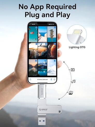 ORICO Lightning to USB Adapter with Charging Port, USB C Female to Lightning Male for iPhone 14 13 11 12 Pro Max, Compatible with Charging Support OTG Data Transmission Connect External SSD - LC10 in Saudi Arabia