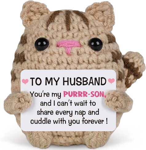 Gifts for Mom, Positive Crochet Cat Gifts for Moms, Emotional Support Handmade Knitted Cat Themed Gift for Mommy, Mothers Day Birthday Gift for Mom from Daughter Son Kids, Moms Christmas Stuff in Saudi Arabia