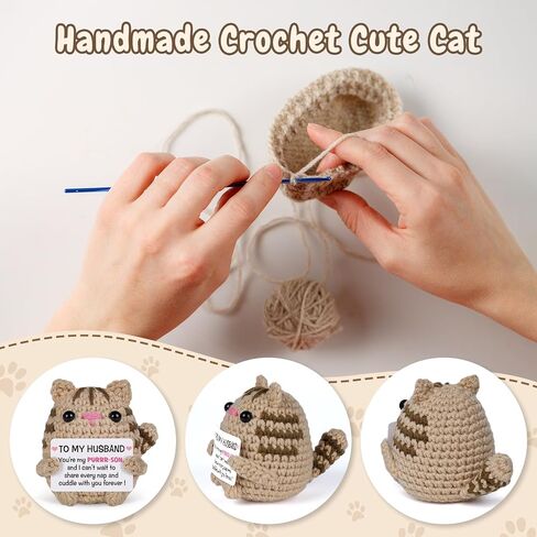 Gifts for Mom, Positive Crochet Cat Gifts for Moms, Emotional Support Handmade Knitted Cat Themed Gift for Mommy, Mothers Day Birthday Gift for Mom from Daughter Son Kids, Moms Christmas Stuff in Saudi Arabia