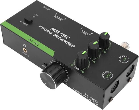 Keenso Phono Preamp، مضخم صوت مسبق قابل للتعديل من سبائك الألومنيوم، MM MC للأقراص الدوارة، جودة صوت محسنة مع التحكم في التردد لعشاق الصوت (قابس أمريكي) in Saudi Arabia