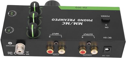 Keenso Phono Preamp، مضخم صوت مسبق قابل للتعديل من سبائك الألومنيوم، MM MC للأقراص الدوارة، جودة صوت محسنة مع التحكم في التردد لعشاق الصوت (قابس أمريكي) in Saudi Arabia