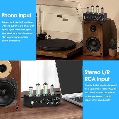 Fafeicy Electronic Tube Phono Preamp with 3.5mm Earphone Jack for Turntable HiFi Sound Control and Rich Audio Experience (US Plug 100-240V) in Saudi Arabia
