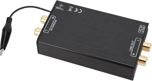 LiebeWH Mini Phono Preamp MM مضخم قرص دوار مبيت من سبائك الألومنيوم مدخل ومخرج منخفض الضوضاء محول إشارة الصوت لمشغل التسجيل (قابس الولايات المتحدة AC115V) in Kuwait