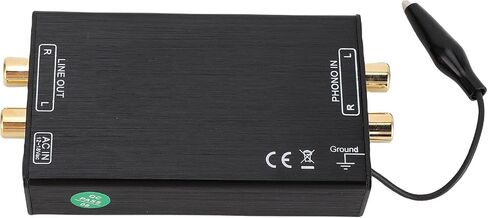 LiebeWH Mini Phono Preamp MM مضخم قرص دوار مبيت من سبائك الألومنيوم مدخل ومخرج منخفض الضوضاء محول إشارة الصوت لمشغل التسجيل (قابس الولايات المتحدة AC115V) in Kuwait