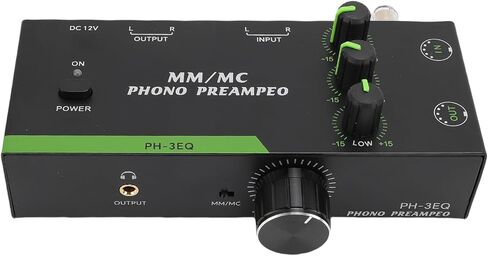 PUSOKEI MM MC Phono Preamp، معادلة 3 نطاقات مع مخرج سماعة رأس 3.5 مم، إدخال/إخراج 5 Pin XLR، ضوضاء منخفضة لتحسين صوت القرص الدوار (قابس أمريكي) in Kuwait