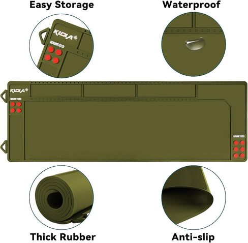 Rifle Shotgun Cleaning Mat - Large Magnetic Gun Mat with Organizer Parts Tray, Anti-Slip Workbench Cleaning Pad, Inch Ruler in Kuwait