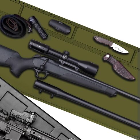 Rifle Shotgun Cleaning Mat - Large Magnetic Gun Mat with Organizer Parts Tray, Anti-Slip Workbench Cleaning Pad, Inch Ruler in Kuwait