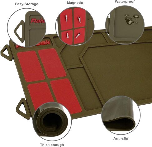 Raiseek Rifle Shotgun Cleaning Mat, Anti-Slip Magnetic Gun Maintenance Mat, Rubberized Repair Mat 36" x 10" in Kuwait