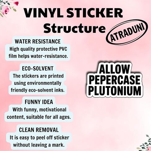 (3Pcs) Allow Pepercase Plutonium Stickers Funny Geek Science Quote Humor Gifts Waterproof Vinyl Decals for Laptop Water Bottle Car Size 2" x 3" in Kuwait
