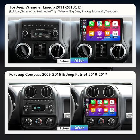 10.2 بوصة راديو السيارة ستيريو ترقية أندرويد 13 لسيارة جيب رانجلر JK 2007-2018 مع CarPlay Android Auto 1080P كاميرا احتياطية/BT5.4 ((4Ram 64Rom) 10.2) in Kuwait