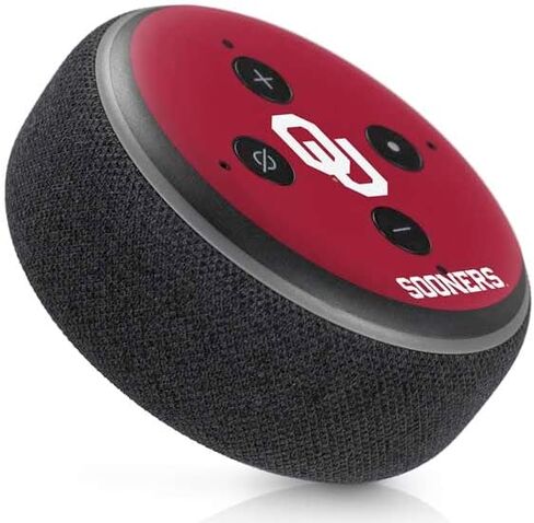غلاف صوتي من Skinit متوافق مع Amazon Echo Dot 3 - تصميم أحمر مرخص رسميًا من جامعة أوكلاهوما in Saudi Arabia