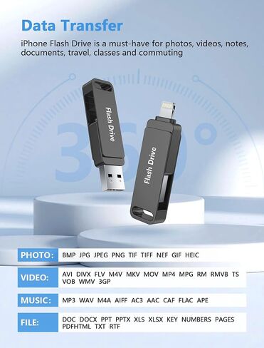 MFi Certified 512GB Photo Stick, 3 in 1 USB Flash Drive for iPhone Memory Stick with Photo Backup Drive, High Speed USB Thumb Drive Storage for iPhone/iPad/Android/PC Pink in Saudi Arabia