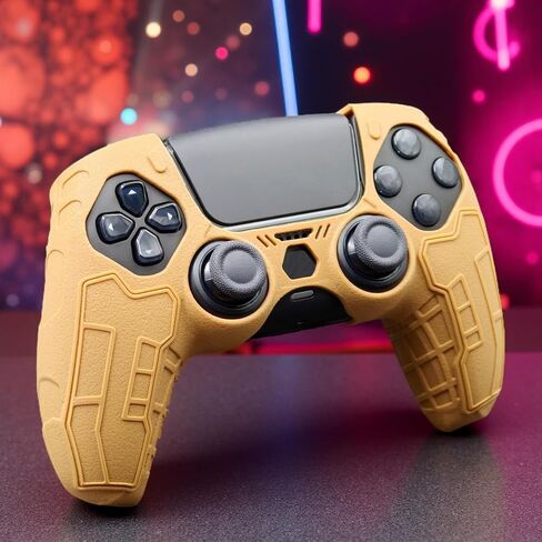 Luck&Link Tactical Skin Grip Cover for PS5 Controller, Anti-Slip Tactical Style | Silicone Protective Cove (Desert Yellow) in Kuwait