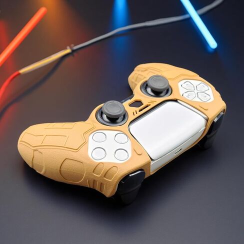 Luck&Link Tactical Skin Grip Cover for PS5 Controller, Anti-Slip Tactical Style | Silicone Protective Cove (Desert Yellow) in Kuwait