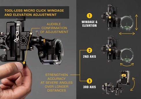 Trophy Ridge React One Pro Bow Sight - دقة تصل إلى 100 ياردة، أداة أقل لضبط الرياح والارتفاع، تسوية المحور الثاني/الثالث، ضوء نقر قابل للتعديل in Kuwait