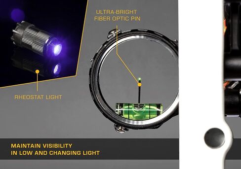 Trophy Ridge React One Pro Bow Sight - دقة تصل إلى 100 ياردة، أداة أقل لضبط الرياح والارتفاع، تسوية المحور الثاني/الثالث، ضوء نقر قابل للتعديل in Kuwait