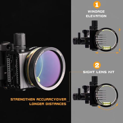 LWANO M2 Cpmpound Bow Sight - شريط قصير/طويل ذو 5 دبابيس للرماية، أداة أقل لضبط انحراف الرياح والارتفاع، مع مجموعة عدسات تكبير 2X in Kuwait