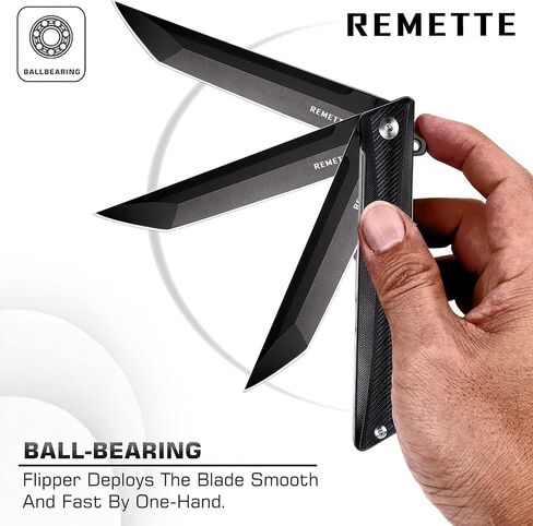 REMETTE Tactical Folding Pocket Knife GD22K, 3.6" Black PVD Tanto Blade Flip Open with Durable G10 Handle,Men Women Everyday Carry EDC,Sharp Camping Hiking Daily Work Knives in Saudi Arabia