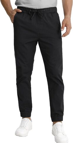 Match Men's Tapered Casual Pants Mid Rise with Drawstring Waist Elastic Cuffs in Saudi Arabia