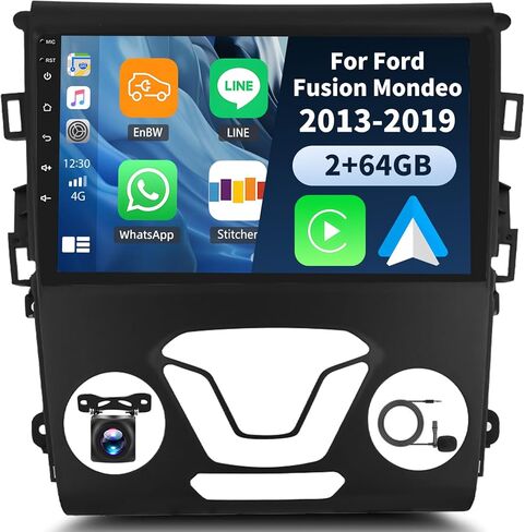 6+128G 8 Core Android 15 راديو السيارة ستيريو لفورد فيوجن مونديو 2013-2019 مع CarPlay اللاسلكي Android Auto، شاشة لمس 9 بوصة مع WiFi GPS Mirror Link Bluetooth FM RDS DSP EQ SWC كاميرا احتياطية in Saudi Arabia