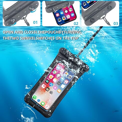 [عبوتان] جراب هاتف مقاوم للماء، حقيبة جافة للهاتف الخلوي لهاتف iPhone 16 15 14 13 12 Pro Max وGalaxy S24 S23 S22 IPX8 حافظة رياضية خارجية (أسود، أبيض) in Saudi Arabia