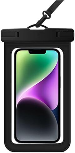 عبوتان من جراب الهاتف المقاوم للماء لهاتف iPhone 16/15/14/13 Pro Max وGalaxy وPixel - حقيبة جافة للهاتف المحمول مقاس 8.3 بوصة للشاطئ والرحلات البحرية والتجديف والسفر، أسود in Saudi Arabia