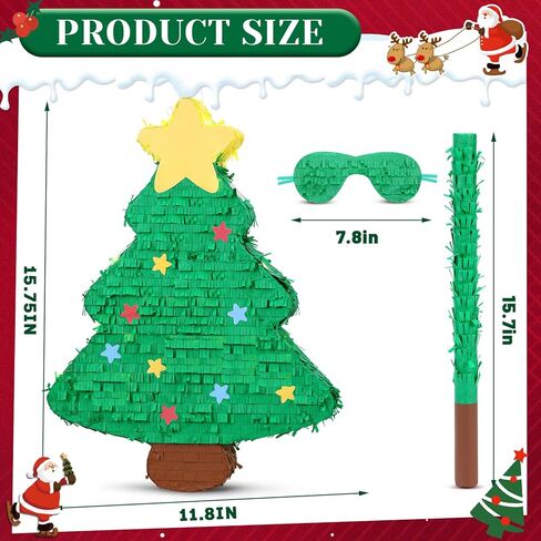 زينة شجرة عيد الميلاد بينياتا بيل بينياتا عيد الميلاد كبيرة لتزيين شجرة عيد الميلاد بيناتا لمستلزمات الحفلات مع قصاصات لامعة لتزيين الكريسماس (شجرة عيد الميلاد) in Kuwait