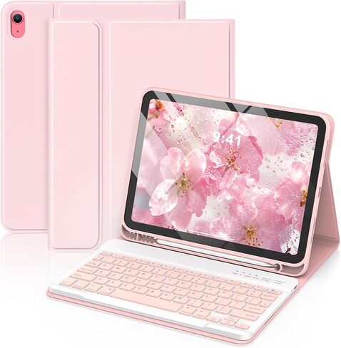 حافظة MMK لجهاز iPad الجيل الحادي عشر مع لوحة مفاتيح (2022، 10.9 بوصة)، لوحة مفاتيح لاسلكية قابلة للفصل، حامل أقلام لجهاز iPad 11 بوصة (A16 2025)، الجيل العاشر (10.9 بوصة 2022) وردي in Kuwait
