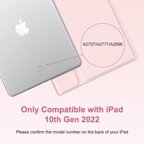 حافظة MMK لجهاز iPad الجيل الحادي عشر مع لوحة مفاتيح (2022، 10.9 بوصة)، لوحة مفاتيح لاسلكية قابلة للفصل، حامل أقلام لجهاز iPad 11 بوصة (A16 2025)، الجيل العاشر (10.9 بوصة 2022) وردي in Kuwait
