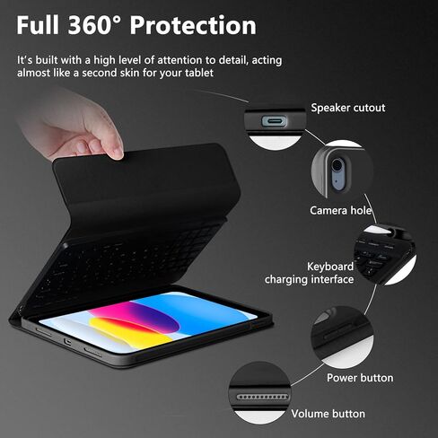 حافظة MMK لجهاز iPad الجيل الحادي عشر مع لوحة مفاتيح (2022، 10.9 بوصة)، لوحة مفاتيح لاسلكية قابلة للفصل، حامل أقلام لجهاز iPad 11 بوصة (A16 2025)، الجيل العاشر (10.9 بوصة 2022) وردي in Kuwait