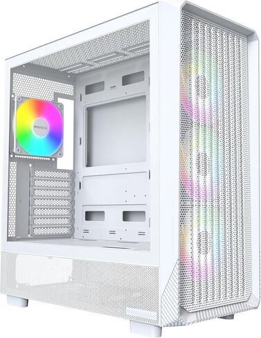 حافظة كمبيوتر MONTECH X5- ATX Mid-Tower للألعاب، تدفق هواء عالي، 3 × 140 مم و1 × 120 مم مراوح ARGB مثبتة مسبقًا، لوحة جانبية زجاجية، لمسات طباعة كربونية، حامل وحدة معالجة الرسومات متضمن، أسود in Kuwait