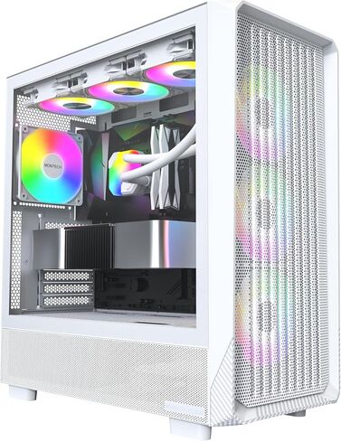 حافظة كمبيوتر MONTECH X5- ATX Mid-Tower للألعاب، تدفق هواء عالي، 3 × 140 مم و1 × 120 مم مراوح ARGB مثبتة مسبقًا، لوحة جانبية زجاجية، لمسات طباعة كربونية، حامل وحدة معالجة الرسومات متضمن، أسود in Kuwait