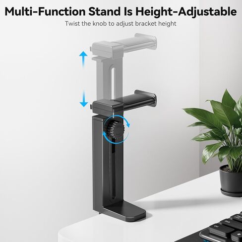 Controller Holder & Headphone Stand Under Desk with Adjustable Clamp, Controller Stand&Headset hanger for Desk Mount with 360° Rotating Hook & Cable Organizer, 3-in-1 Gaming Accessories Organizer in Kuwait