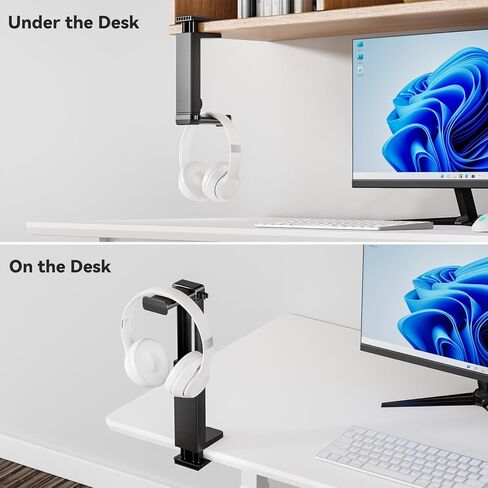 Controller Holder & Headphone Stand Under Desk with Adjustable Clamp, Controller Stand&Headset hanger for Desk Mount with 360° Rotating Hook & Cable Organizer, 3-in-1 Gaming Accessories Organizer in Kuwait