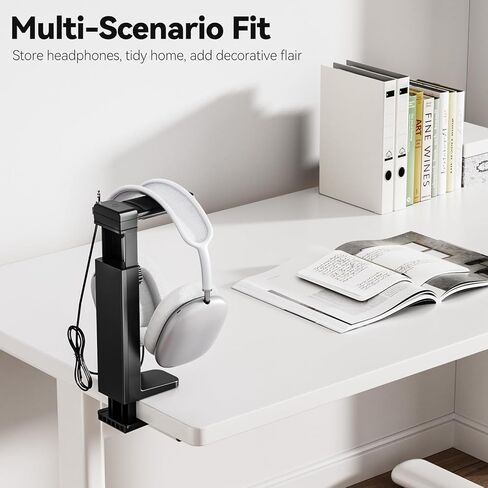 Controller Holder & Headphone Stand Under Desk with Adjustable Clamp, Controller Stand&Headset hanger for Desk Mount with 360° Rotating Hook & Cable Organizer, 3-in-1 Gaming Accessories Organizer in Kuwait