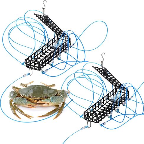 Therwen 10 حلقة سلطعون كمين فخ 6 بوصة طول اصطياد Dungeness Crab Snare Trap مع حلقات احتياطية لأعمدة الصيد Dungeness Blue Red Rock Crabs in Saudi Arabia