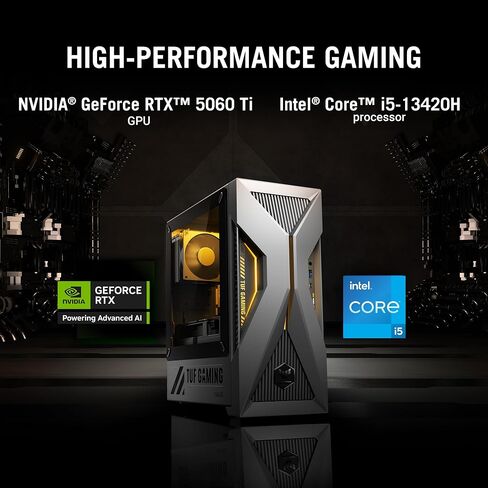 ASUS TUF T500 (2025) Gaming Desktop PC, Intel® Core™ i5-13420H Processor, NVIDIA® GeForce RTX™ 5060Ti, 1TB M.2 NVMe™ PCIe® 4 SSD, 16GB DDR5 RAM, Windows 11 Home, T500MV-MS564Ti in Saudi Arabia