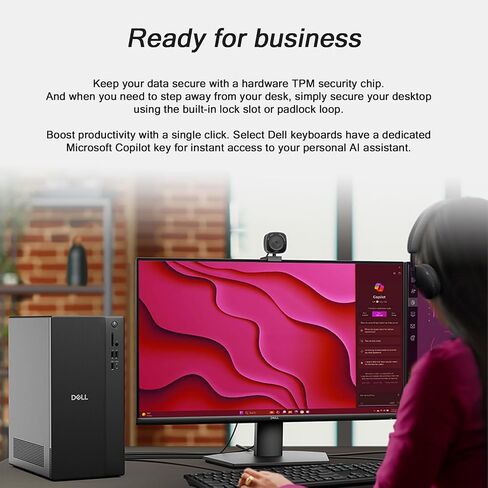 Dell Tower Desktop Computer - w/Accessories, Intel 10-Core Ultra 5 225 (Up to 4.9GHz), Intel UHD Graphics, Win 11 Pro, Wired Keyboard & Mouse, Wi-Fi 6, Bluetooth 5.4 (32GB DDR5 | 1TB SSD) in Saudi Arabia