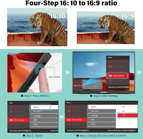 InnoView Portable Monitor 15.6" 1080P for Laptop with Protective Sleeve, Built-in 90° Adjustable Stand USB C HDMI Ultra-Slim Portable Laptop Monitor for MacBook Phone PS Xbox Switch in Saudi Arabia
