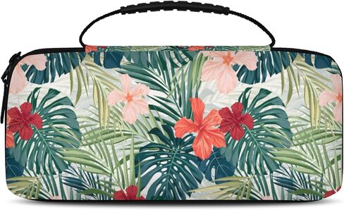 ADECORIVY Purple Floral Carrying Case for Nintendo Switch 2/1/OLED with Inner Pocket & 20 Game Card Slots - Waterproof Fabric Travel Pouch with Portable Handle in Saudi Arabia