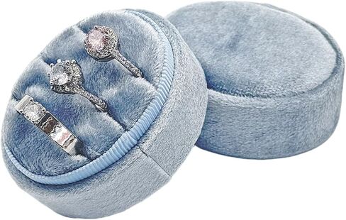 صندوق خاتم الزفاف المخملي - صناديق خاتم الخطوبة المثمنة ذات 3 فتحات مع غطاء مفصلي لاقتراح خطوبة الزفاف، صندوق خاتم الاقتراح-PRB009-بيج-3 فتحات in Kuwait