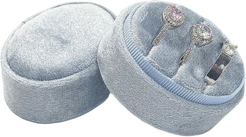 صندوق خاتم الزفاف المخملي - صناديق خاتم الخطوبة المثمنة ذات 3 فتحات مع غطاء مفصلي لاقتراح خطوبة الزفاف، صندوق خاتم الاقتراح-PRB009-بيج-3 فتحات in Kuwait